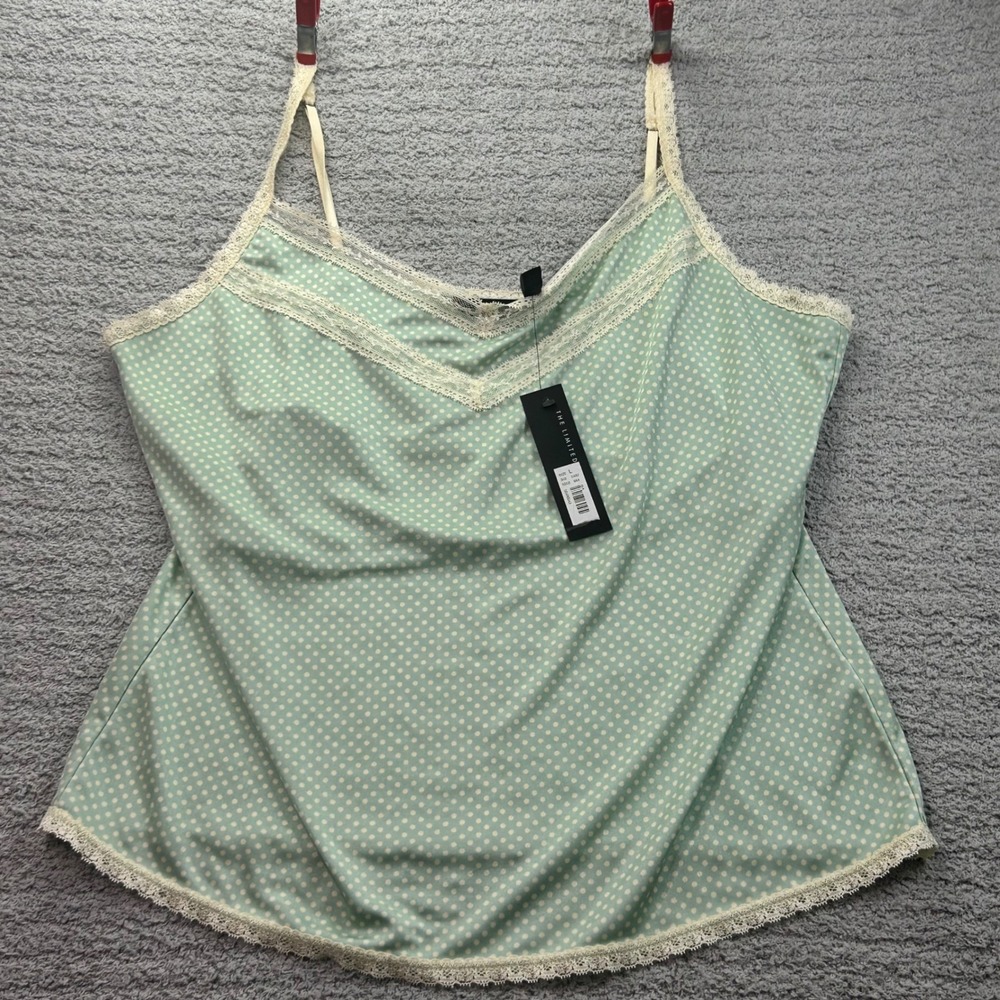 NWT vintage The Limited Camisole Lace Polka Dot Mint Green L Coquette Y2K Ballet